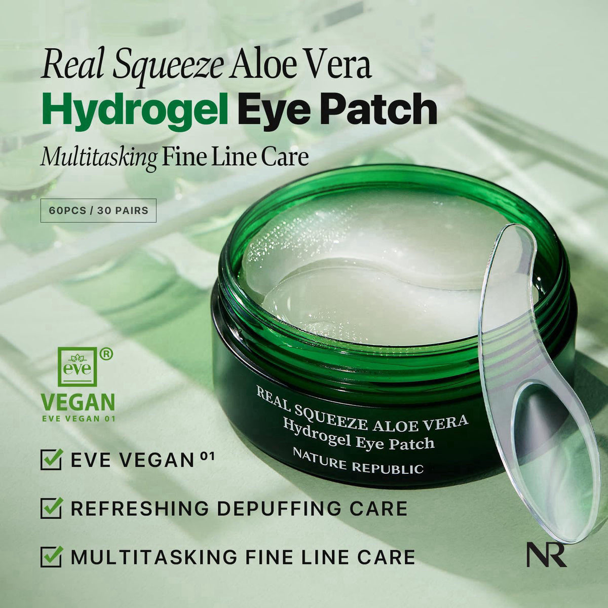 Nature Republic Real Squeeze Aloe Vera Under Eye Patches, 60 Patches – close-up detail