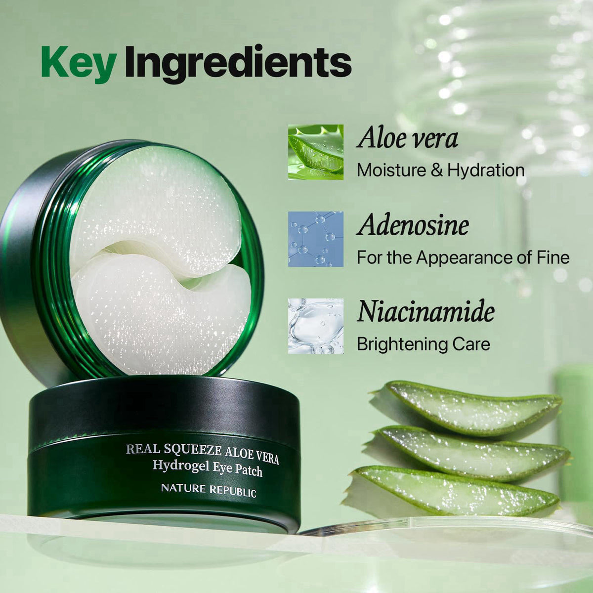 Nature Republic Real Squeeze Aloe Vera Under Eye Patches, 60 Patches – full view