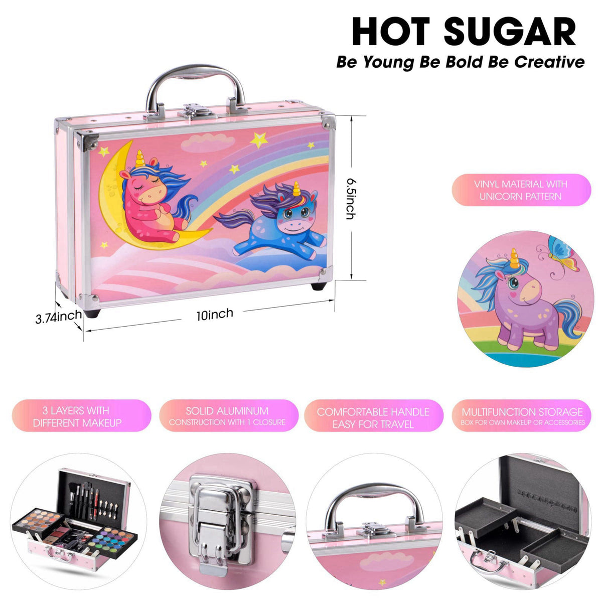Hot Sugar Makeup Kit with Train Case for Teens (Pink) – alternate angle