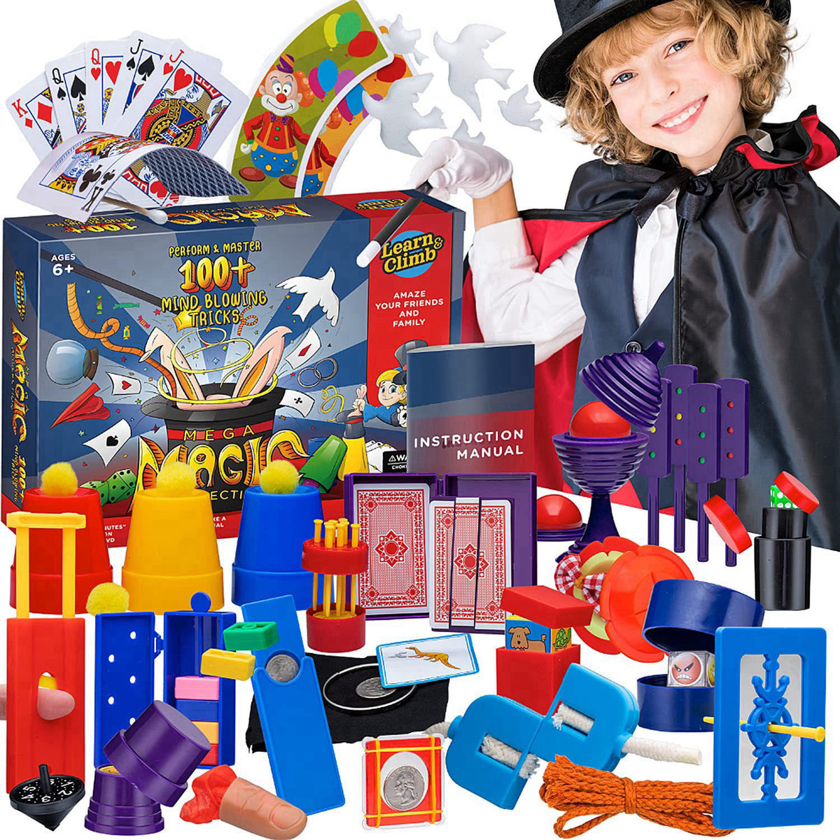 Learn & Climb Mega Magic Kit for Kids - Perform 100's of Today's Most Exciting Tricks - Magic Set with Tutorial Videos f