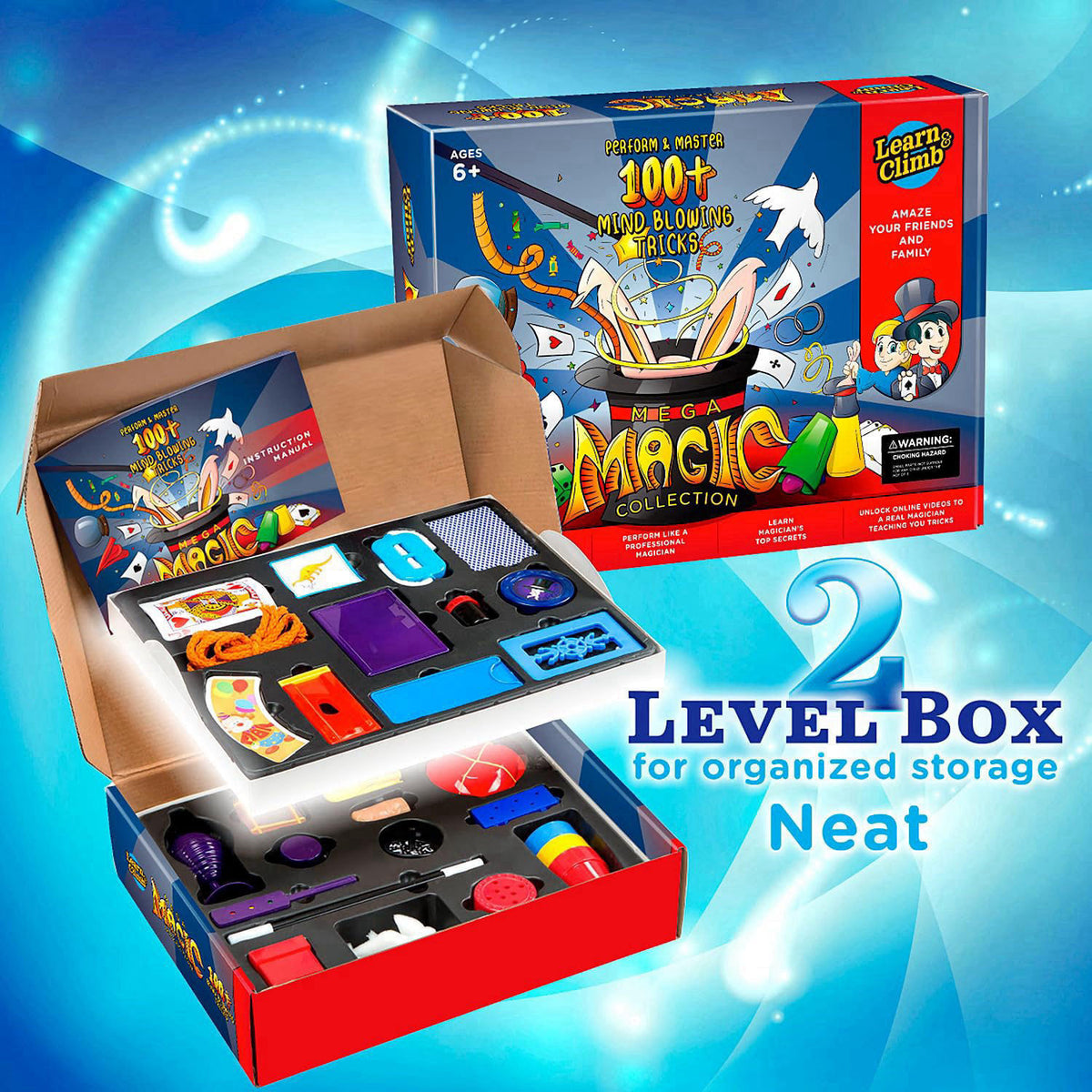Learn & Climb Mega Magic Kit for Kids - Perform 100's of Today's Most Exciting Tricks - Magic Set with Tutorial Videos f