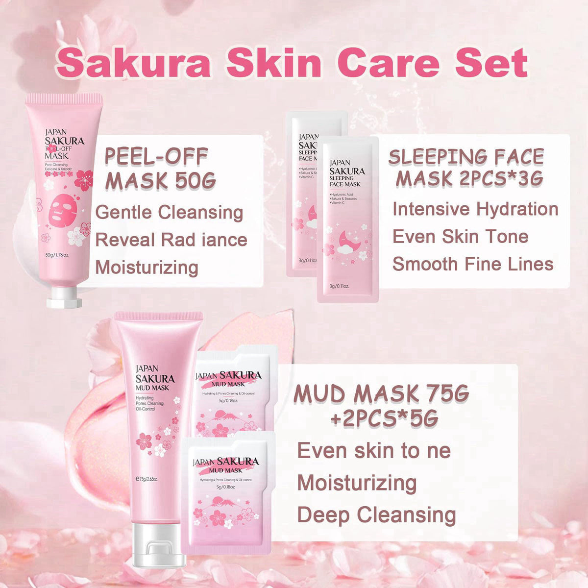 EONFAVE Sakura Skin Care Set for Teen Girls Birthday Gifts - Kids Skin Care Set for girls Ages 8-12 -Skincare for Girls 