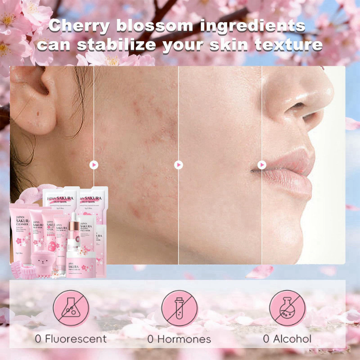 EONFAVE Sakura Skin Care Set for Teen Girls Birthday Gifts - Kids Skin Care Set for girls Ages 8-12 -Skincare for Girls 