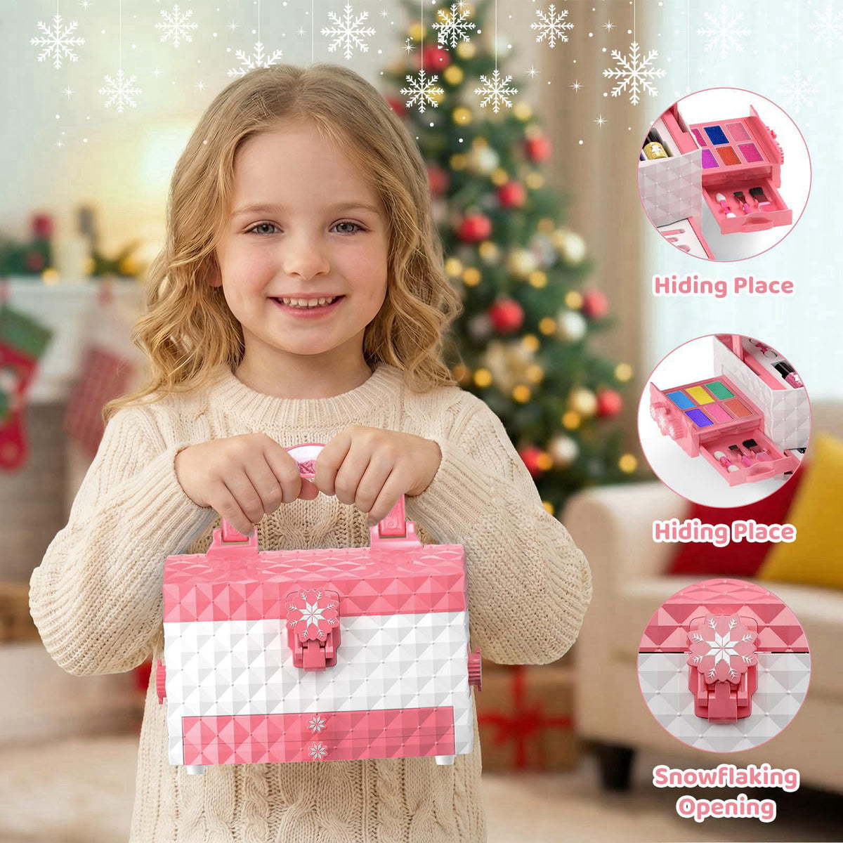GirlsHome 57 Pcs Kids Makeup Set for Girls, Washable Real Cosmetic Toddler Makeup Set – alternate angle