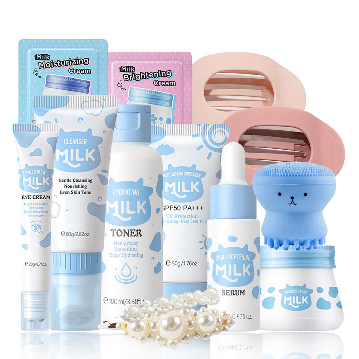 EONFAVE Milk Skin Care Set - Skin Care for Teens 10-12 - Kids Skin Care Set For Girls Ages 8-12 - Skincare for Kids 8-9 