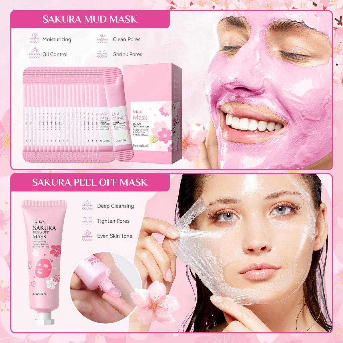 Ofanyia 29Pcs Sakura Skincare Set, Skincare for Girls 10-12, Complete Skincare Routine for Clean, Soft and Hydrated Skin
