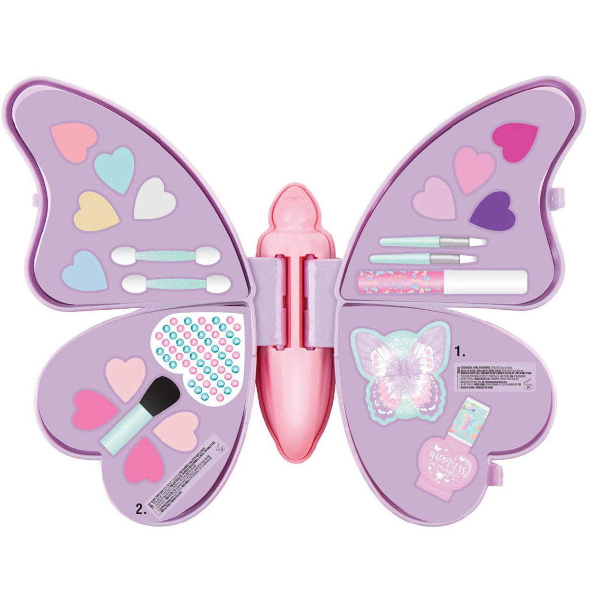 Make It Real Glimmer & Glow Butterfly Cosmetic Set, Kids Makeup Kit – packaging and label