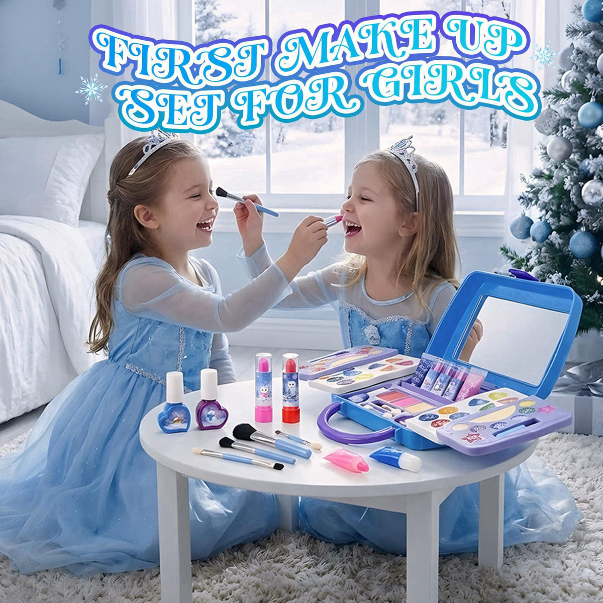 ROHSCE Kids Makeup Kit for Girls, 50PCS Washable Play Makeup Set – packaging and label