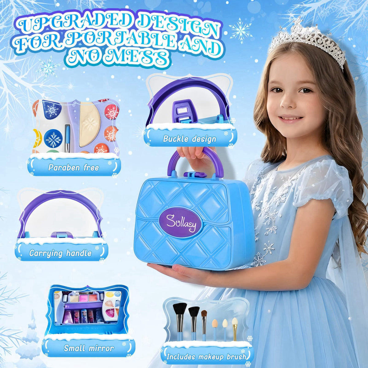 ROHSCE Kids Makeup Kit for Girls, 50PCS Washable Play Makeup Set – full view, size Child-Size