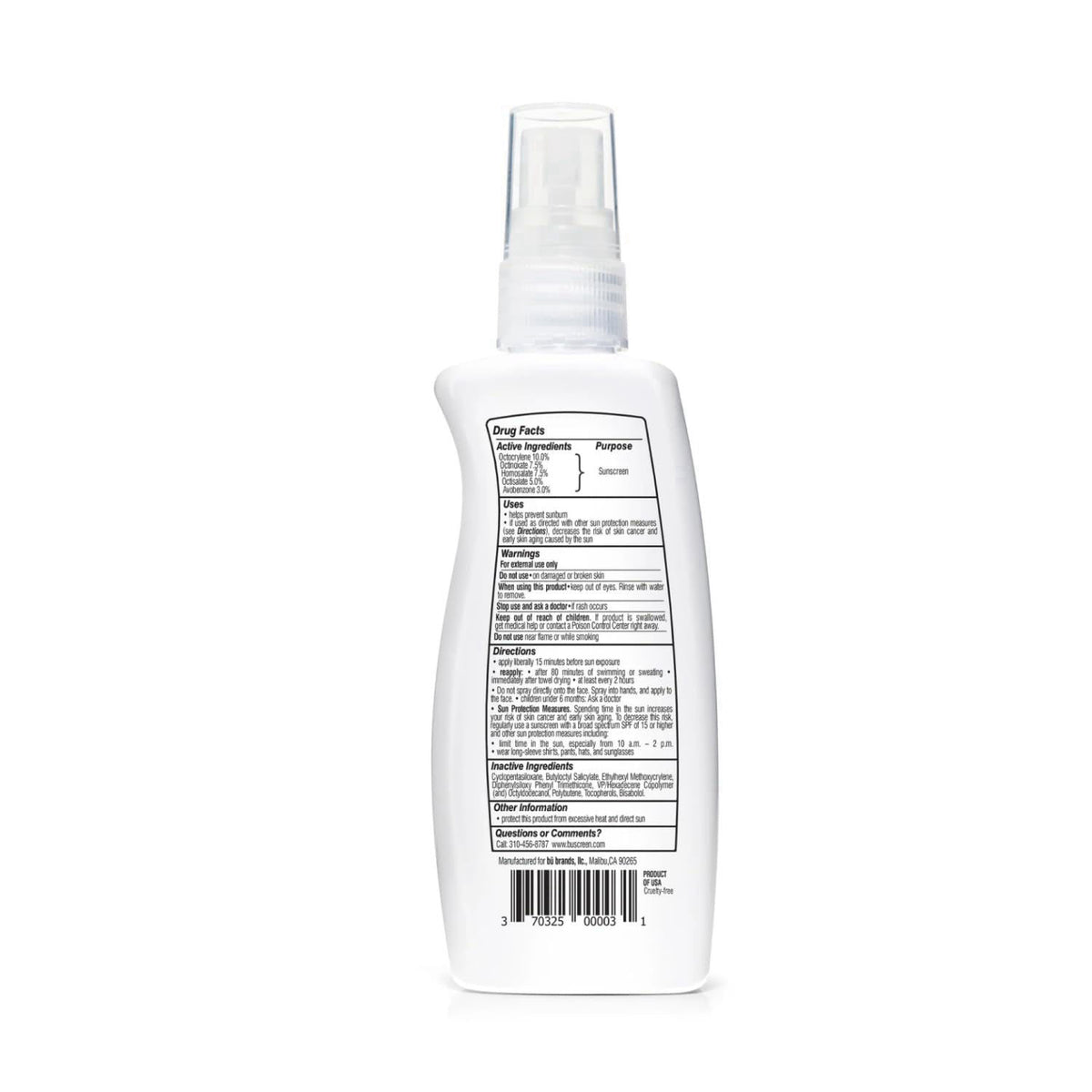 b&uuml; BU SPF 50 Kids Sunscreen Spray for Face and Body, Non Aerosol Spray, Fragrance Free, Clear, Non Greasy, Water Re