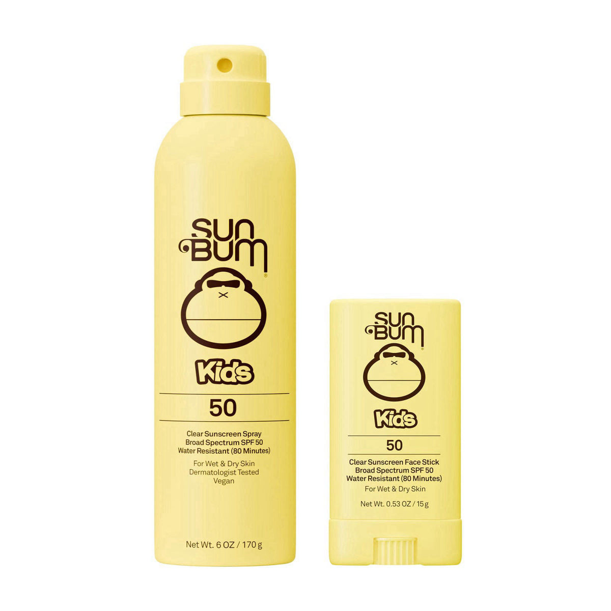 Sun Bum Kids SPF 50 Clear Face Stick & Body Spray Bundle - Broad Spectrum, Wet or Dry Application, Water-Resistant Sunsc