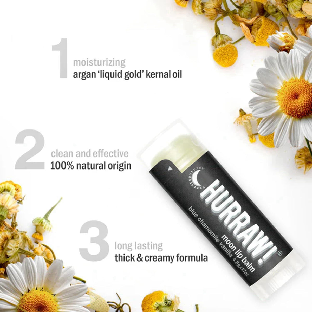 Hurraw! Moon Night Treatment (Blue Chamomile, Vanilla) Lip Balm, 5 Pack: Organic, Certified Vegan, Cruelty and Gluten Fr