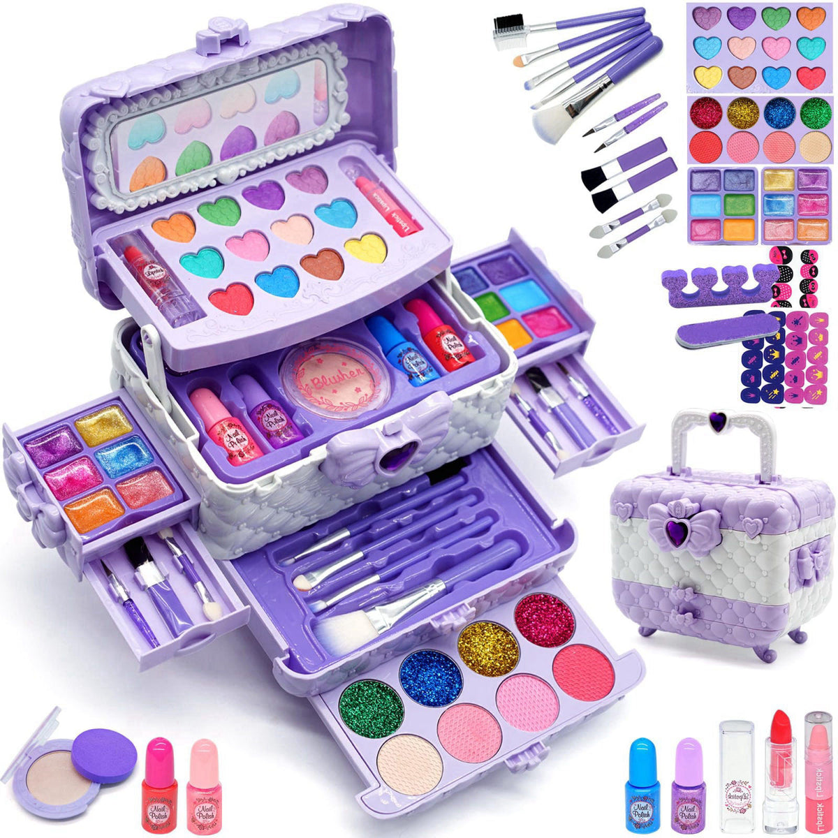 ROKKES Kids Makeup Kit for Girl -Washable Princess Play Toy，Birthday Gift Age 4‑12 – Light Purple, Acrylonitrile Butadie