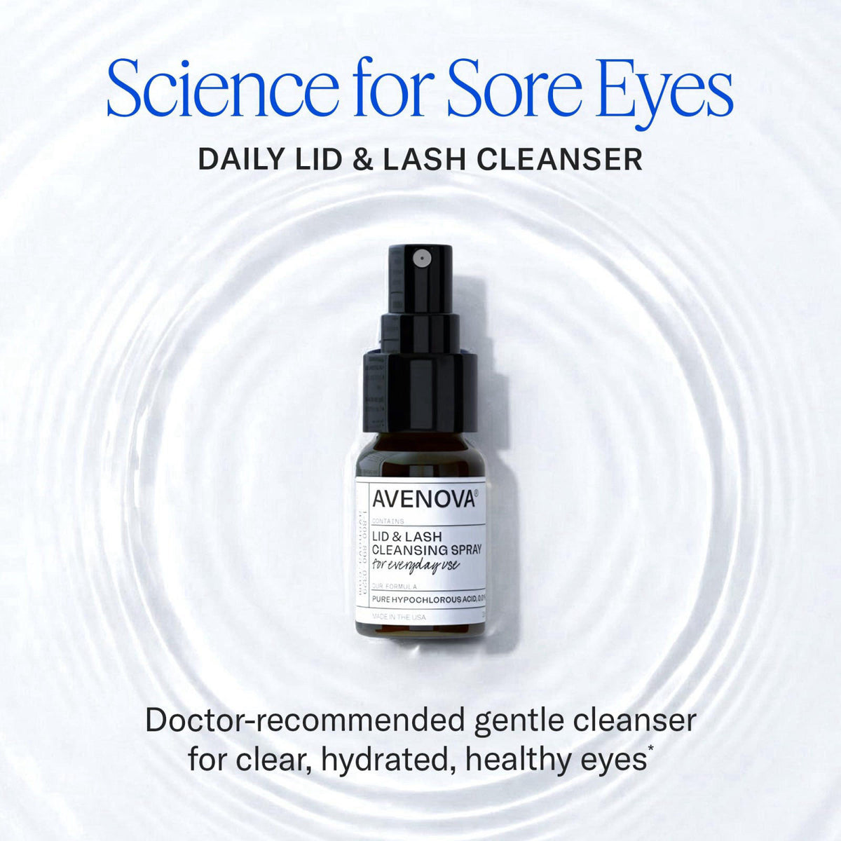 Avenova Eyelid Spray Cleanser for Lid & Lash, 20 ml Bottle – close-up detail