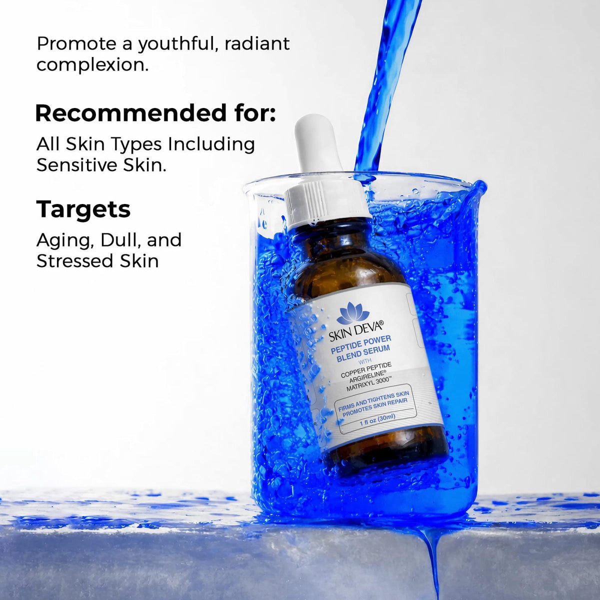 Skin Deva Copper Peptide Face serum with Argireline and Matrixyl 3000, Hyaluronic Acid, Lightweight Hydrating, Firm-Look
