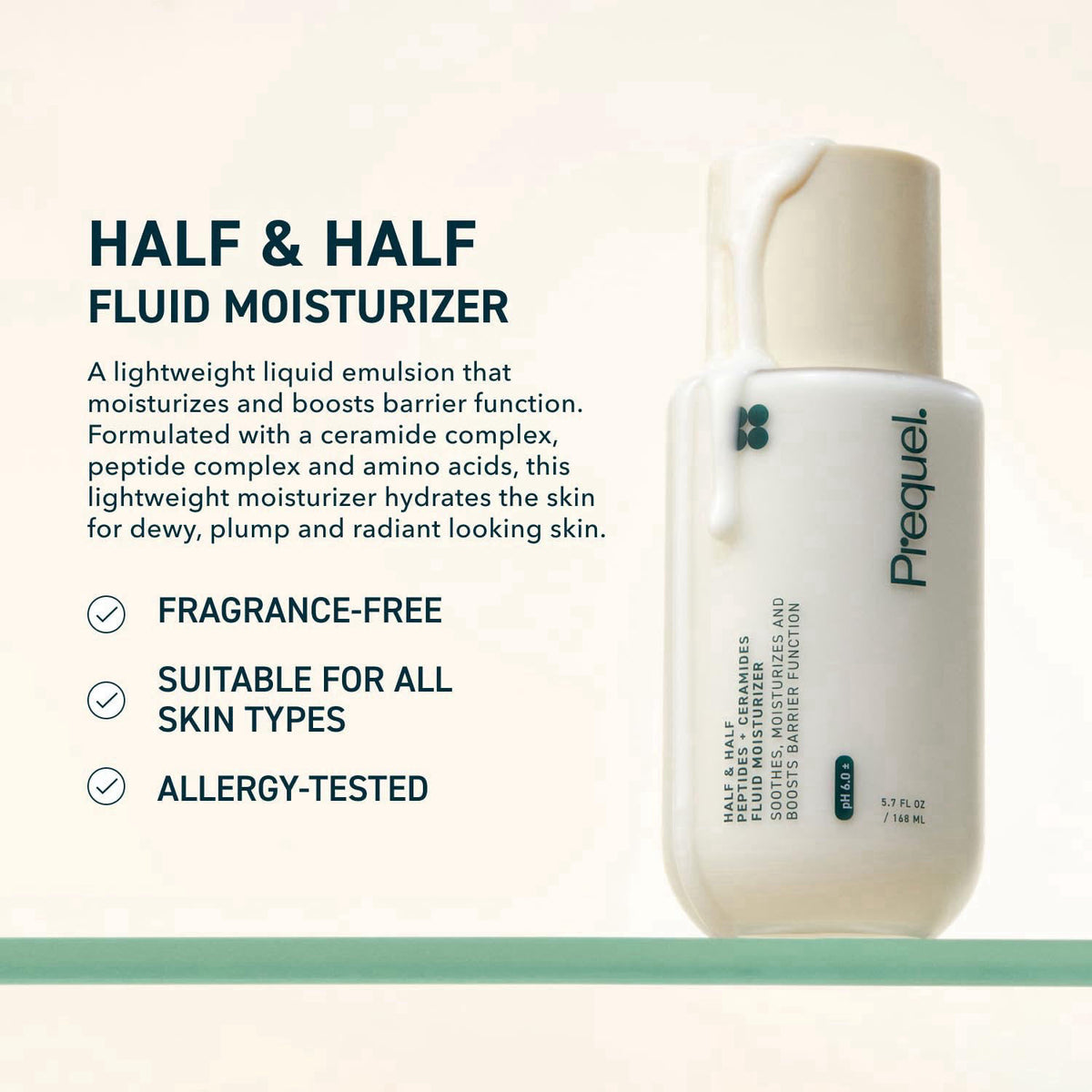 Prequel Skin Hydrating Moisturizer Face Cream, Ceramide Peptide Lotion – close-up detail
