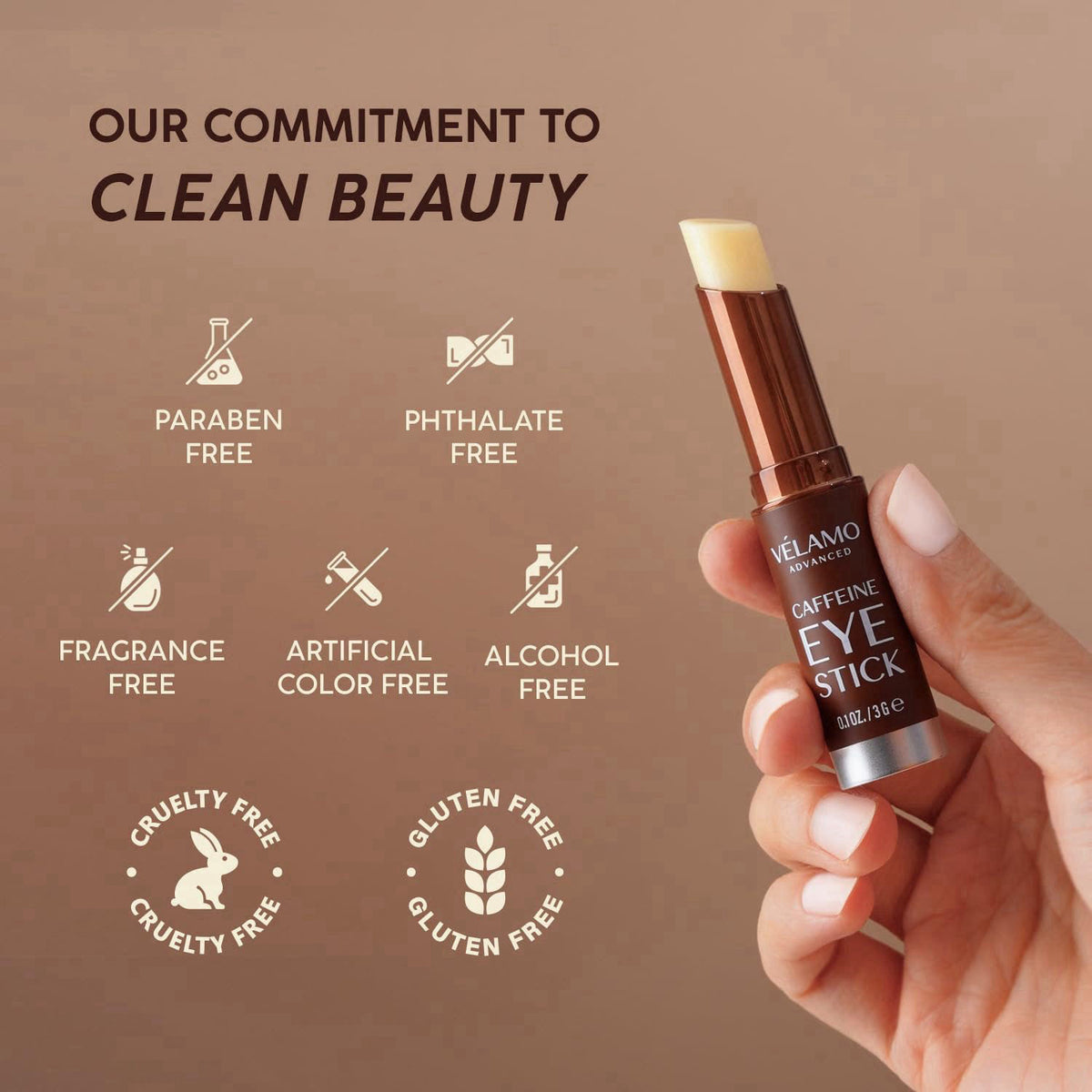 VELAMO ADVANCED Caffeine Eye Stick: Energizing & Hydrating Under Eye Balm for Dark Circles & Puffiness - Travel Essentia