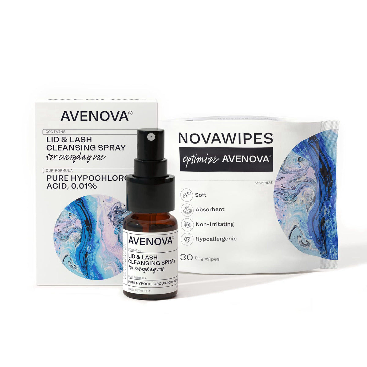 Avenova Daily Clean Duo, 20 ml Spray + 30-Count Eye Wipes – product photo (Eye Health)
