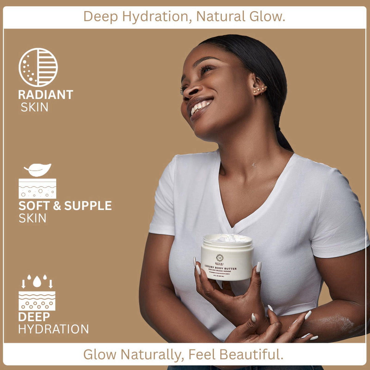 MZURI Whipped Body Butter with Shea Butter & Island Vanilla Oil, 8 fl oz – full view