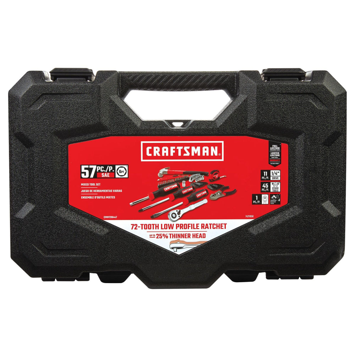 CRAFTSMAN 57 Piece Mechanics Tool Set Home Tool Set, Sockets, Ratchet, Screwdrivers, Hammer, Pliers, Hex Keys, Specialty