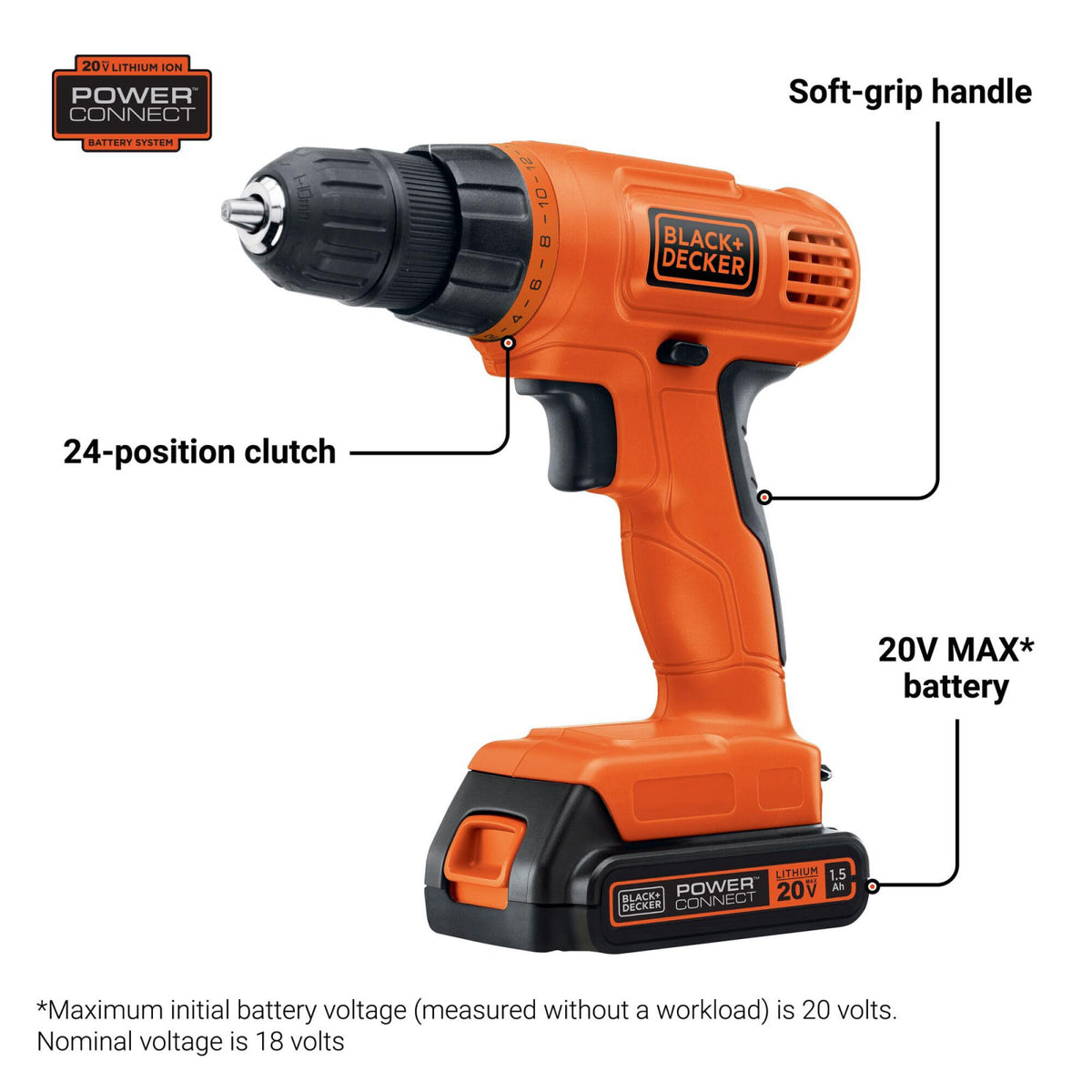 BLACK DECKER 20V MAX POWERCONNECT Power Drill Cordless Drill by Premium Selection — view 4