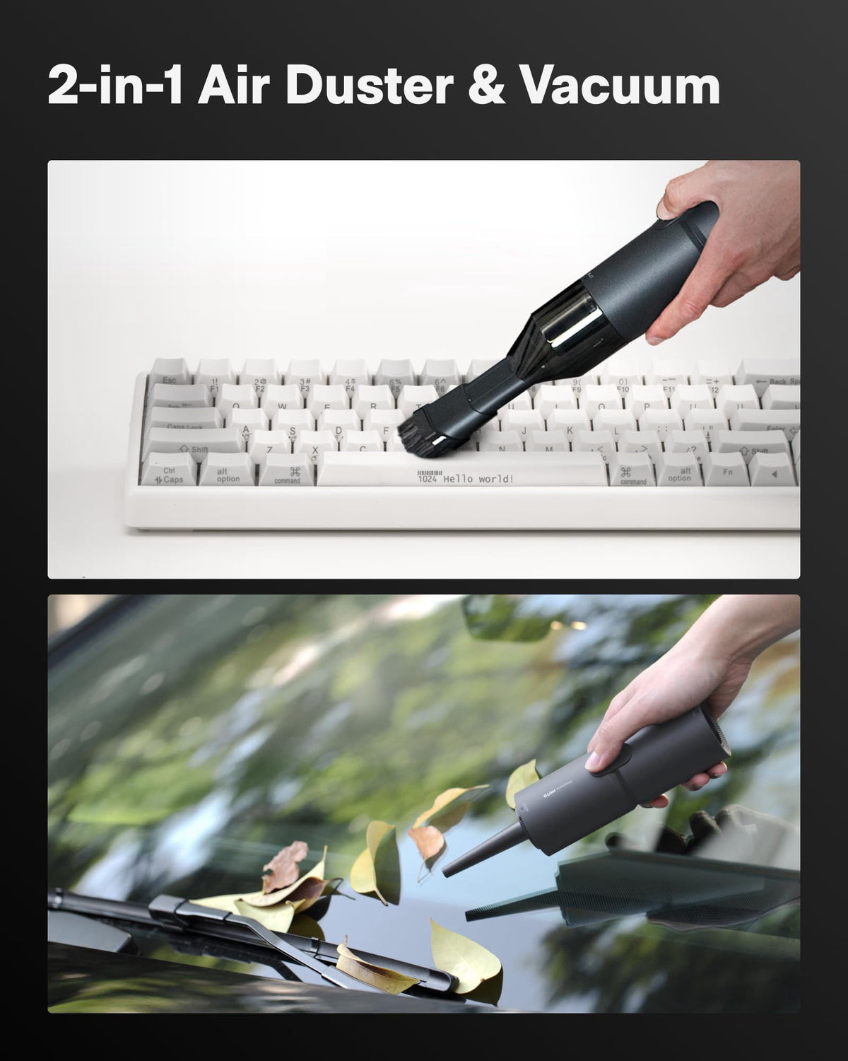 HOTO Handheld Desk Vacuum Cordless, Small Vacuum Cleaner, 15000Pa – back view and specifications