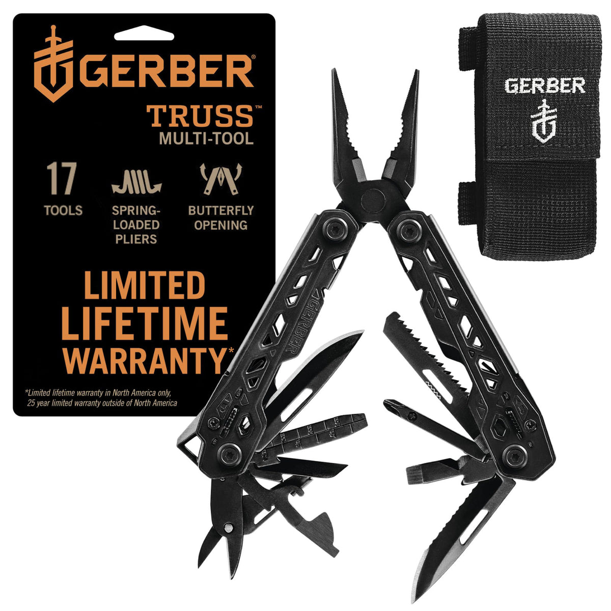 Gerber Truss 17-in-1 EDC Multitool Pliers, Pocket Knife with Sheath, Black – product photo (Multitools)