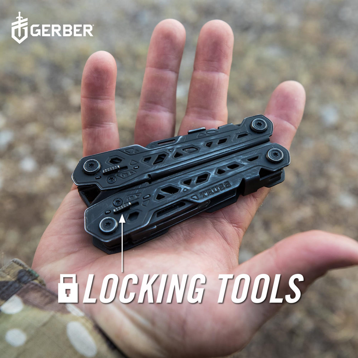 Gerber Truss 17-in-1 EDC Multitool Pliers, Pocket Knife with Sheath, Black – full view, size 1.34 x 2.25 x 4.94 inches