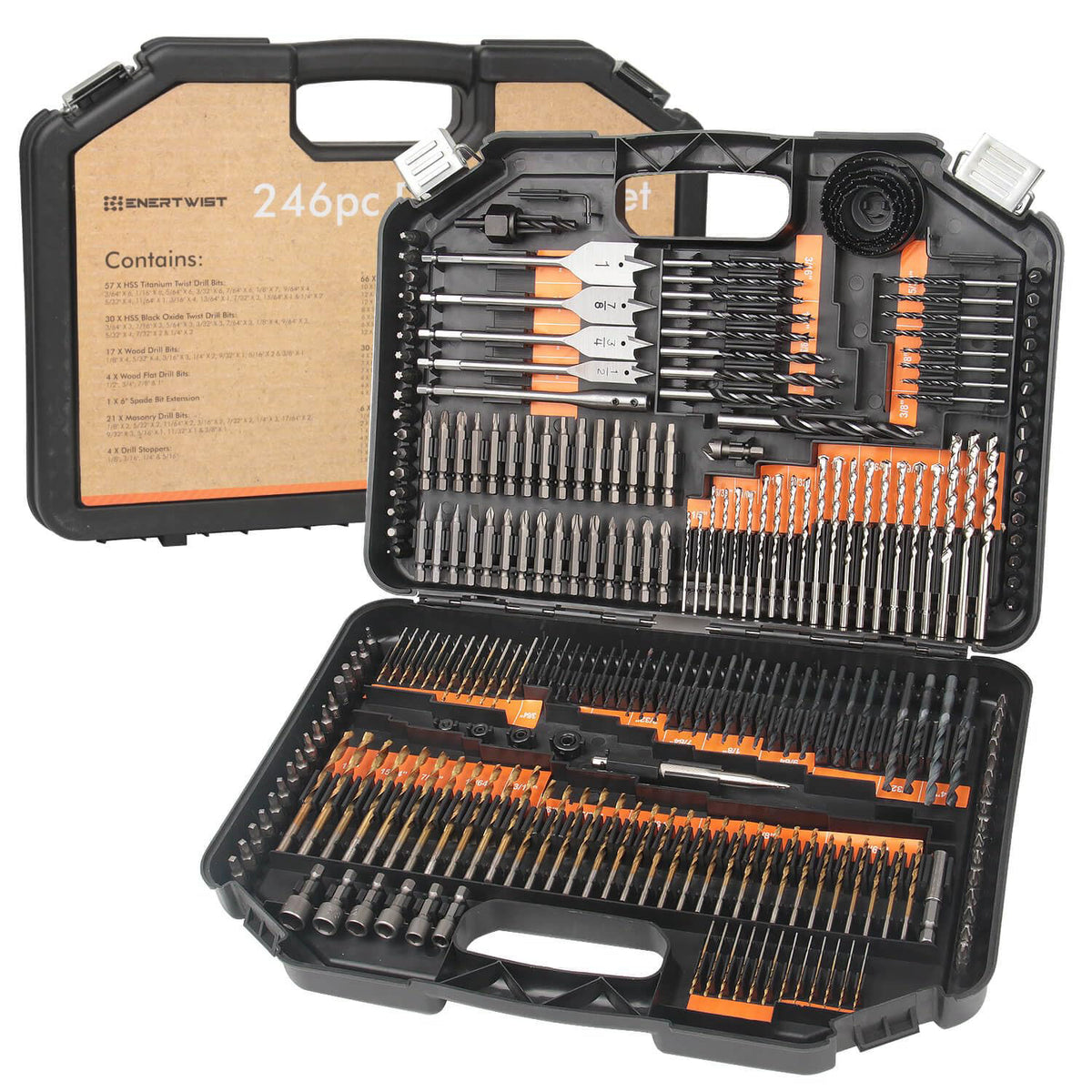 ENERTWIST Drill Bit Set, 246PCS Drill Bits, Driver Set with Portable Case – product photo (Screwdriver Bit Sets)