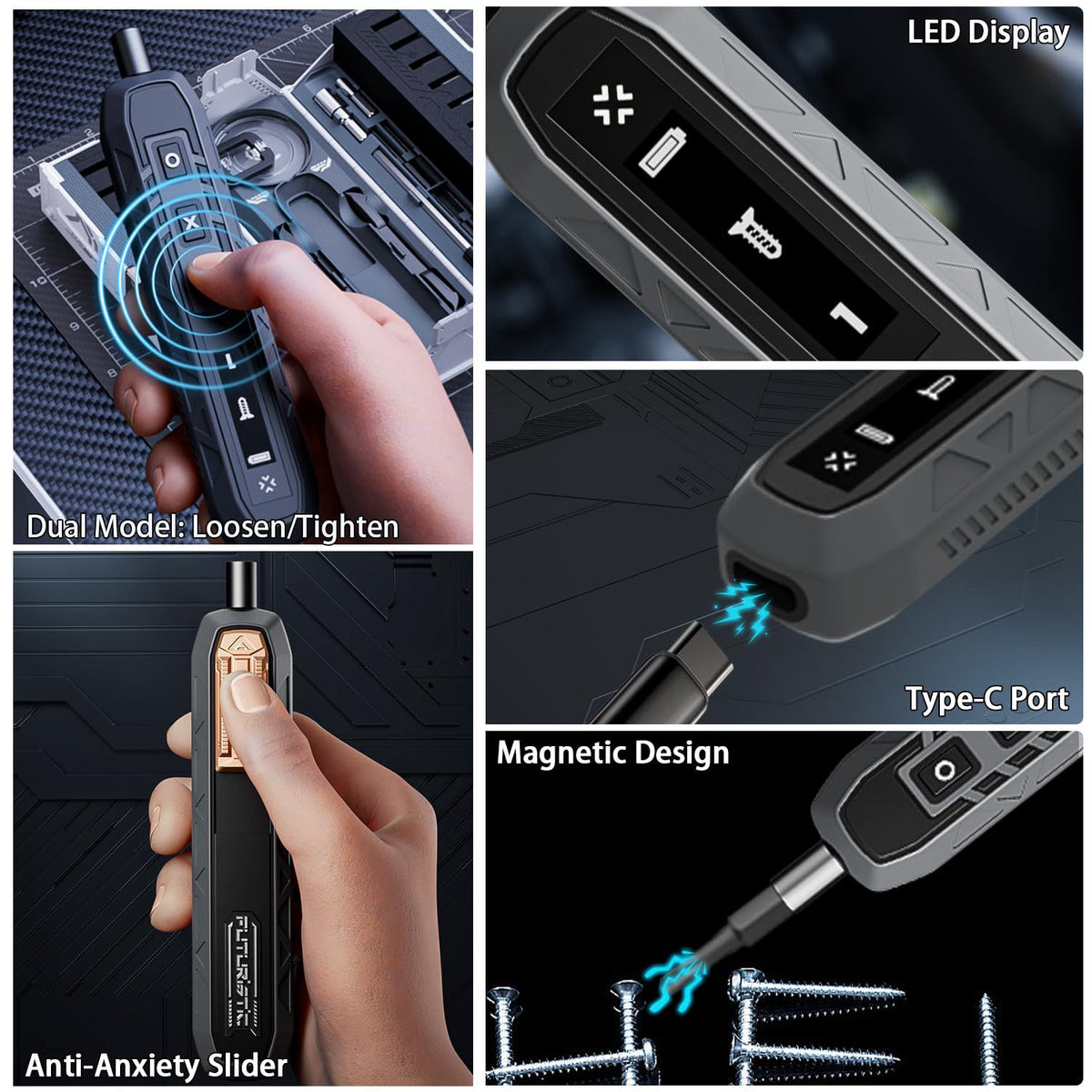 ZNikoyidy Electric Screwdriver Set, 181 in 1 Cordless Screwdriver – full view, size H4.0*28 mm & H4.0*45 mm