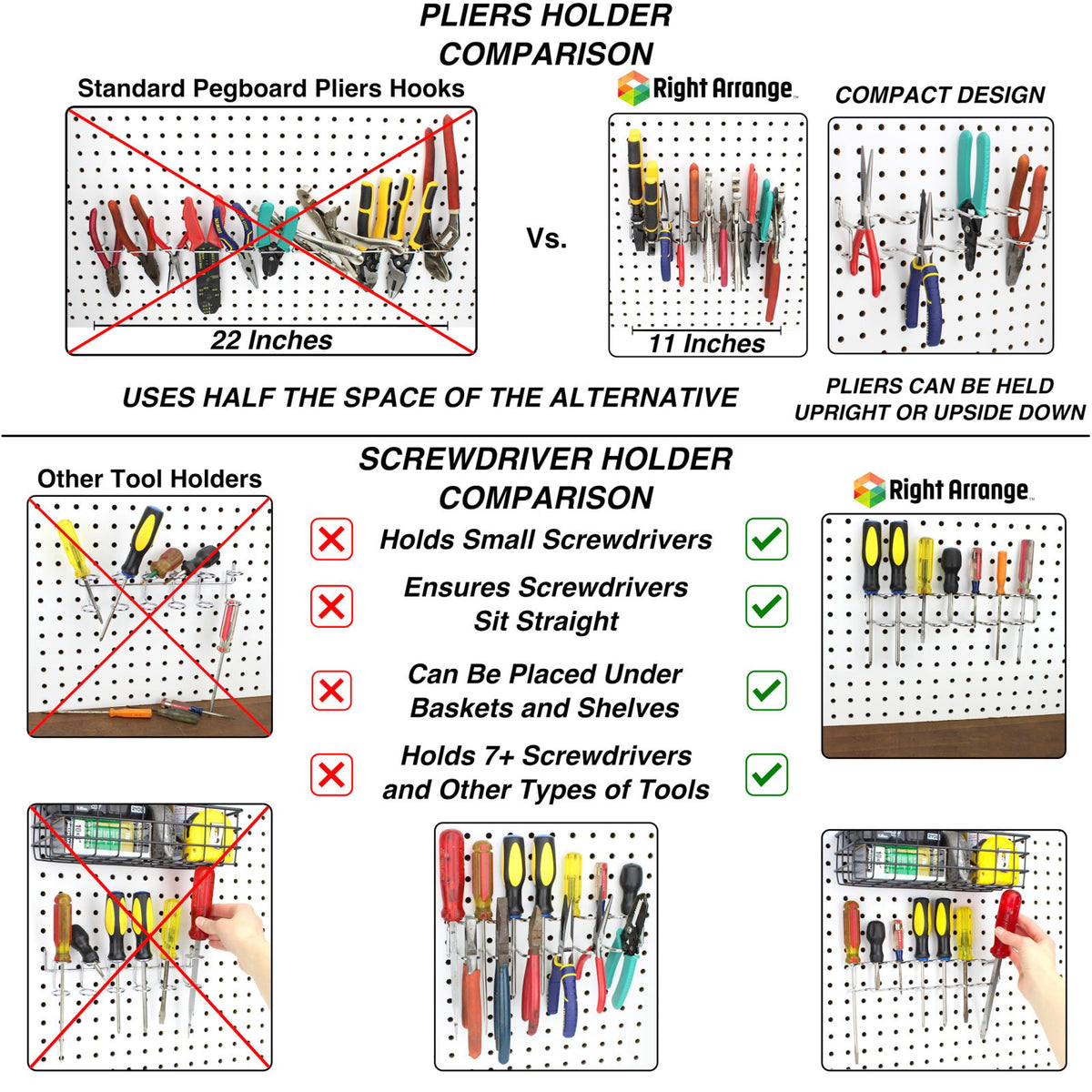 Right Arrange Peg Board Hooks for Hanging Tools with Bins and Baskets – Tool Organization Accessories Kit – Organizer Se