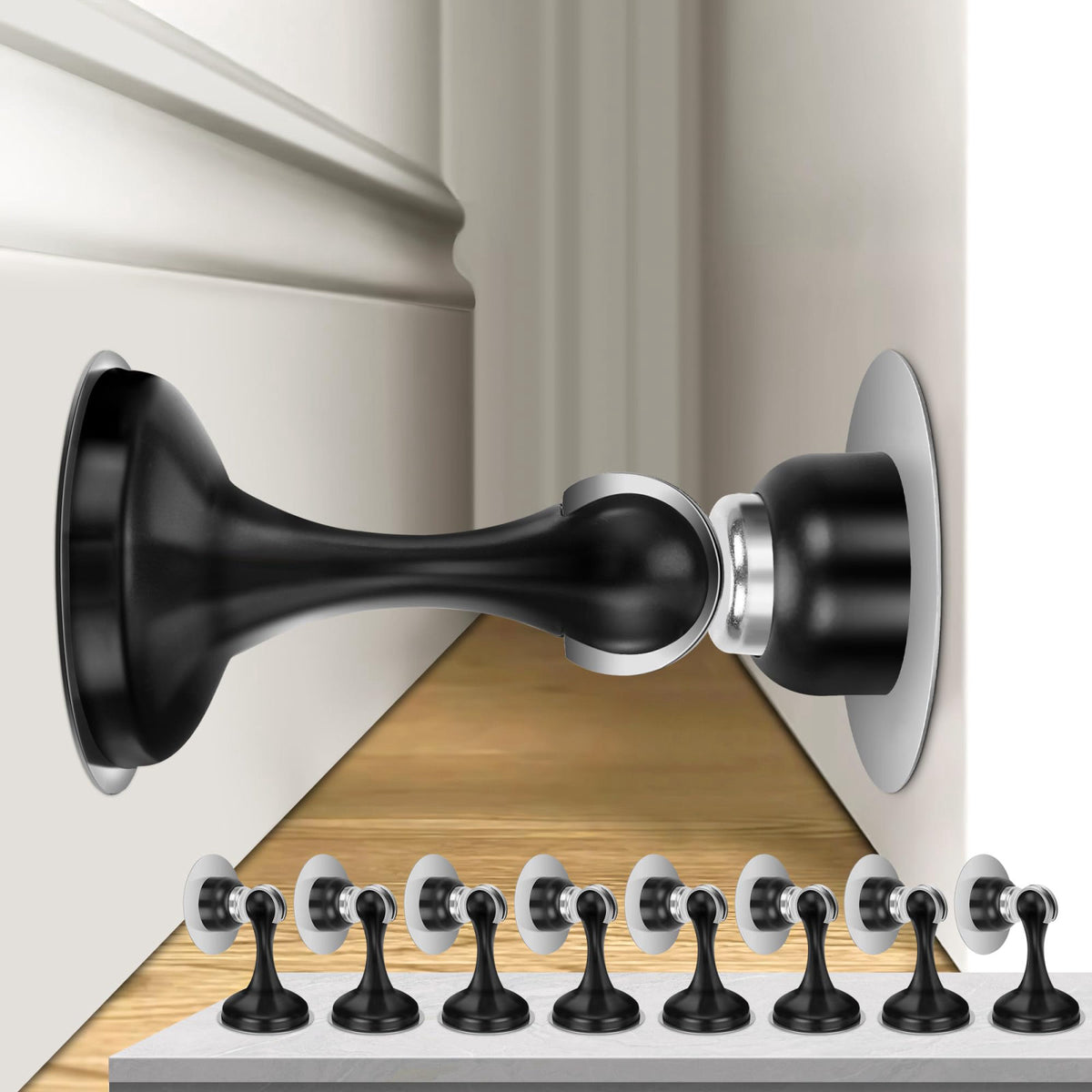 Profasion 8 Pack Magnetic Door Stoppers, Stainless Steel Door Stops for Wall and Floor Mounting, Door Holder Keep Door O