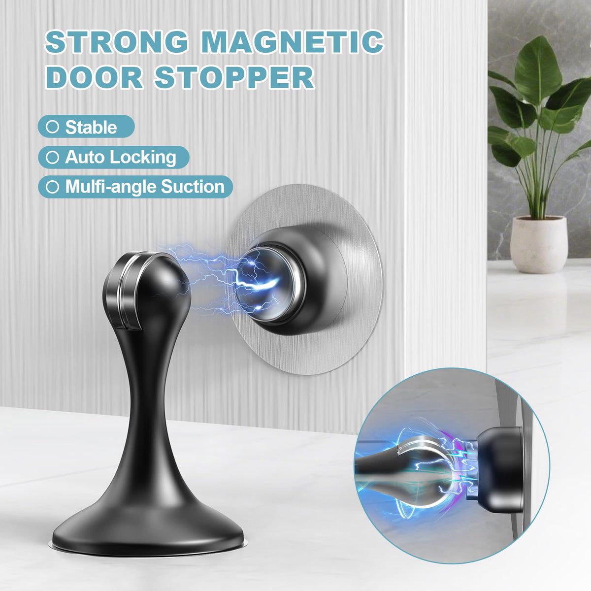 Profasion 8 Pack Magnetic Door Stoppers, Stainless Steel Door Stops for Wall and Floor Mounting, Door Holder Keep Door O
