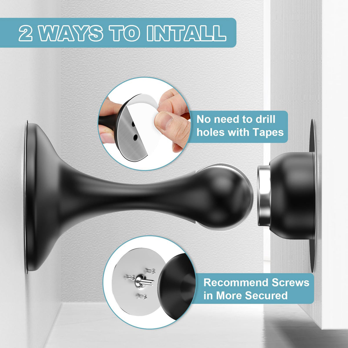 Profasion 8 Pack Magnetic Door Stoppers, Stainless Steel Door Stops for Wall and Floor Mounting, Door Holder Keep Door O
