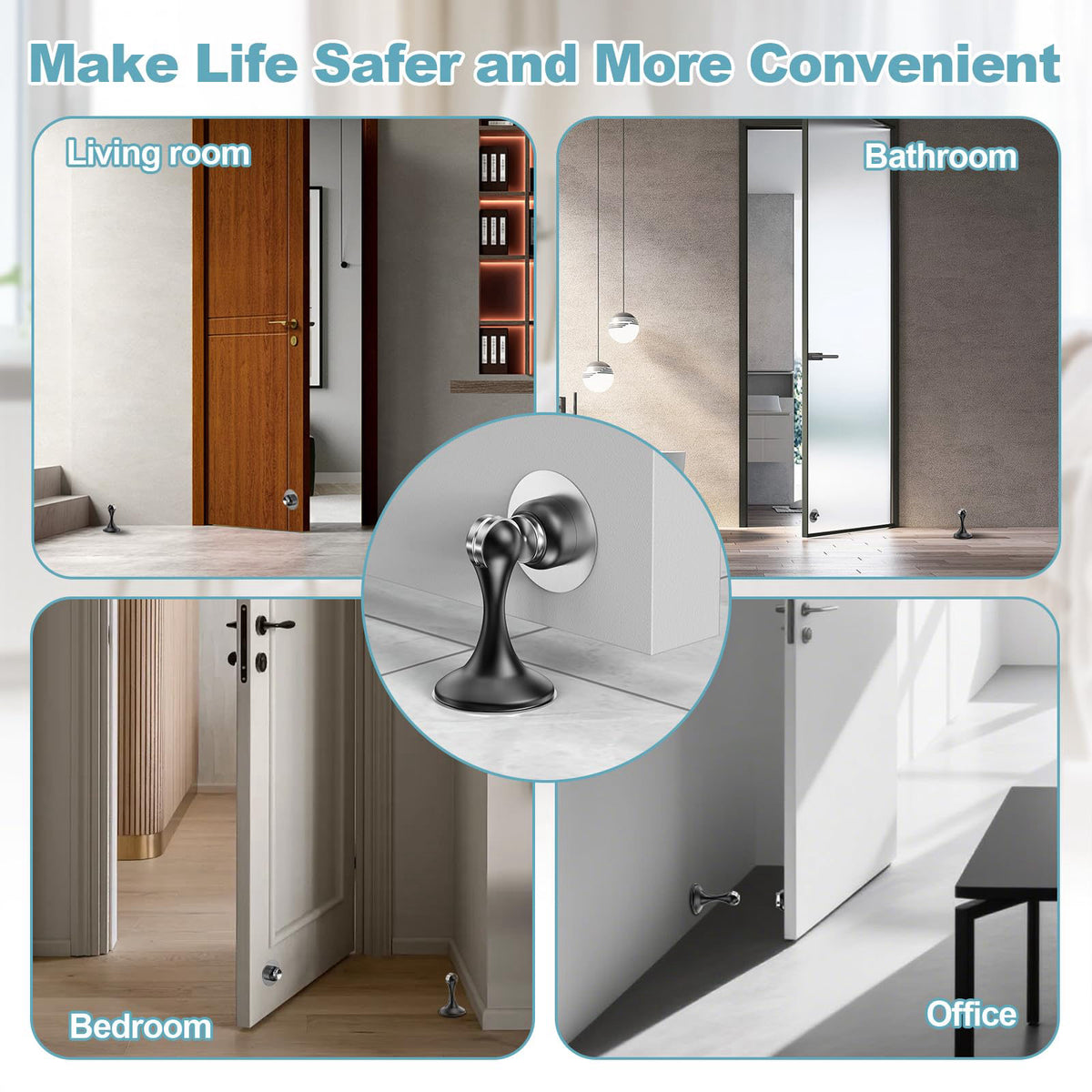 Profasion 8 Pack Magnetic Door Stoppers, Stainless Steel Door Stops for Wall and Floor Mounting, Door Holder Keep Door O