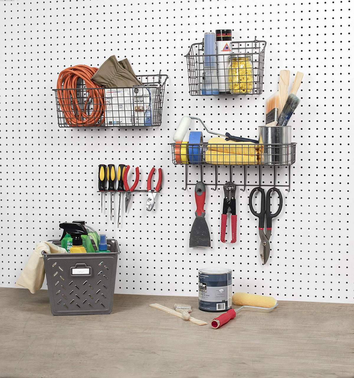 Spectrum Pegboard Wall Mount Wire Basket Extra Large by Premium Selection — view 4