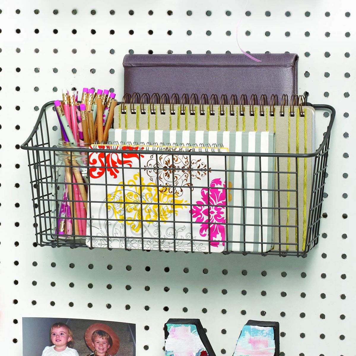 Spectrum Pegboard Wall Mount Wire Basket Extra Large by Premium Selection — view 6