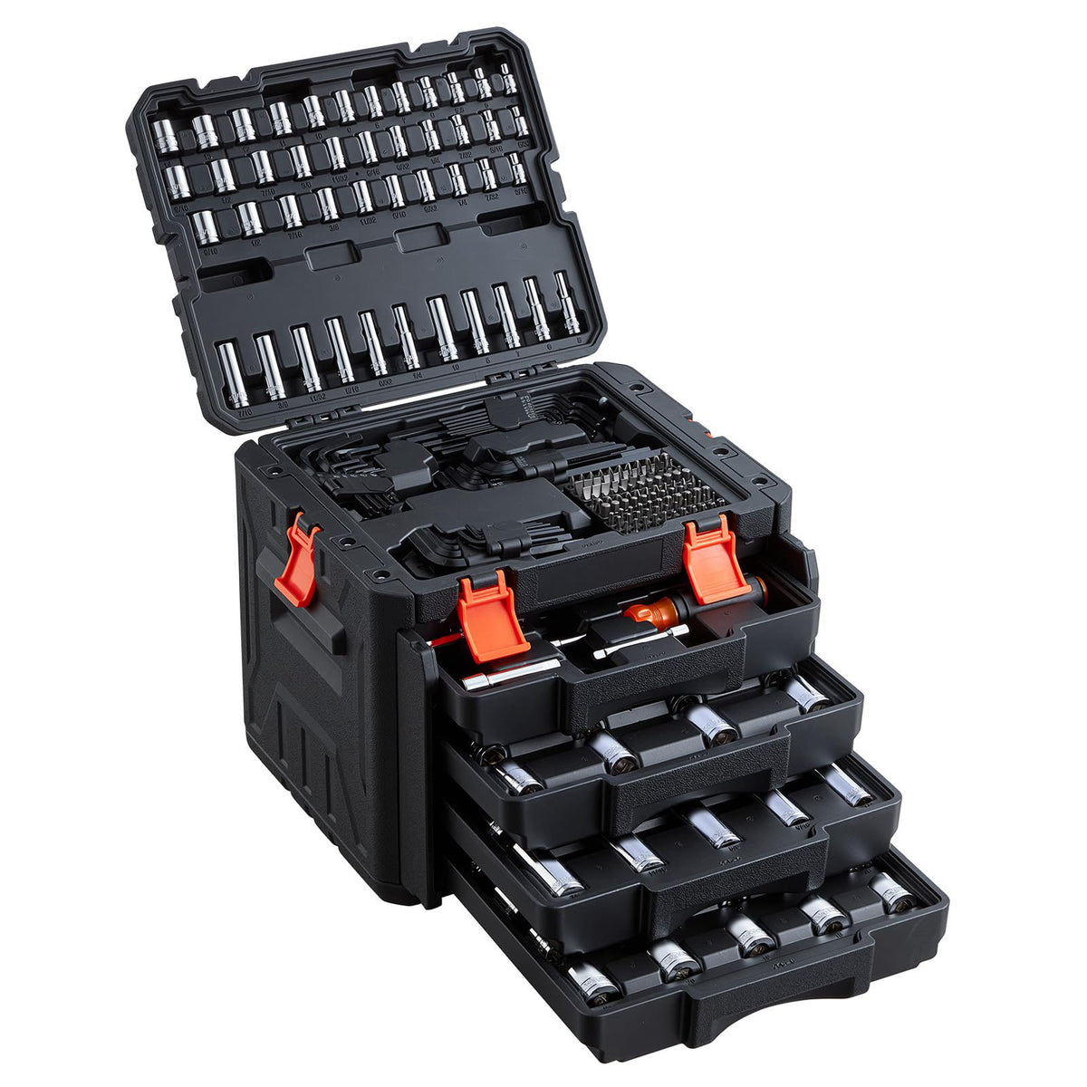 VEVOR 256 PCS Mechanic Tool Set with 4-Drawer Tool Box 1/4" 3/8" 1/2" Drive – product photo (Socket &amp; So