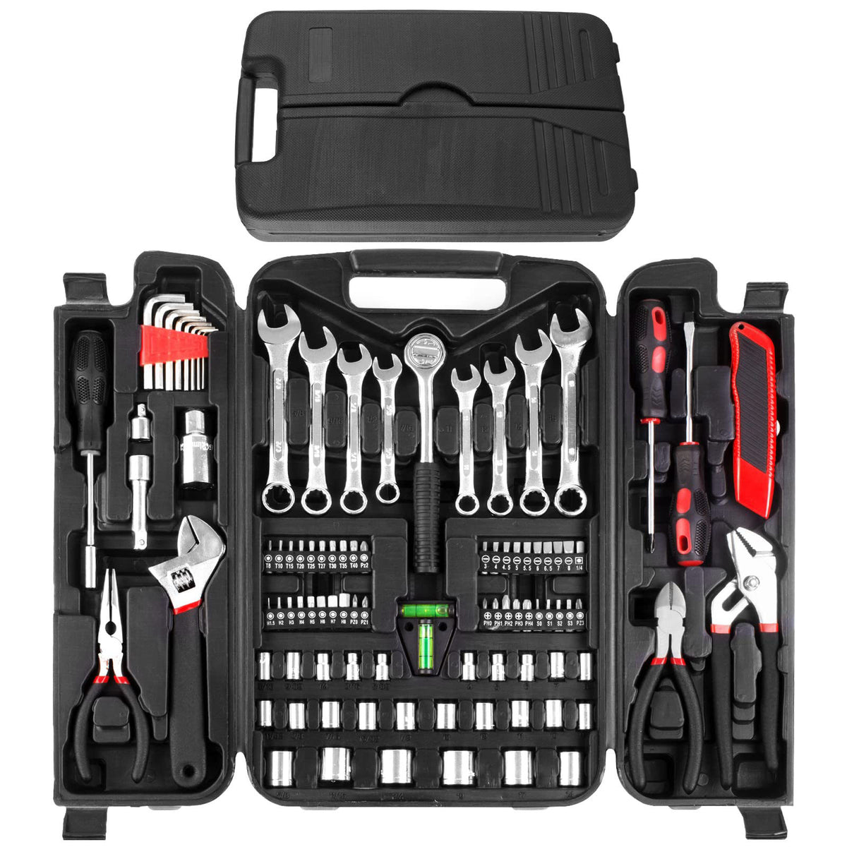 TLGREEN 95-Piece Car Tool Kit with Storage Case, Red
