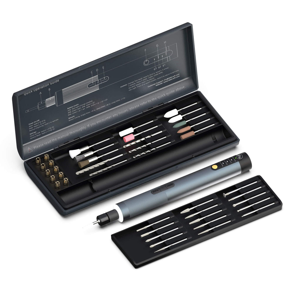 iFu Mini Cordless Rotary Tool Kit, 150mN.m Torque Engraving Pen – Grey