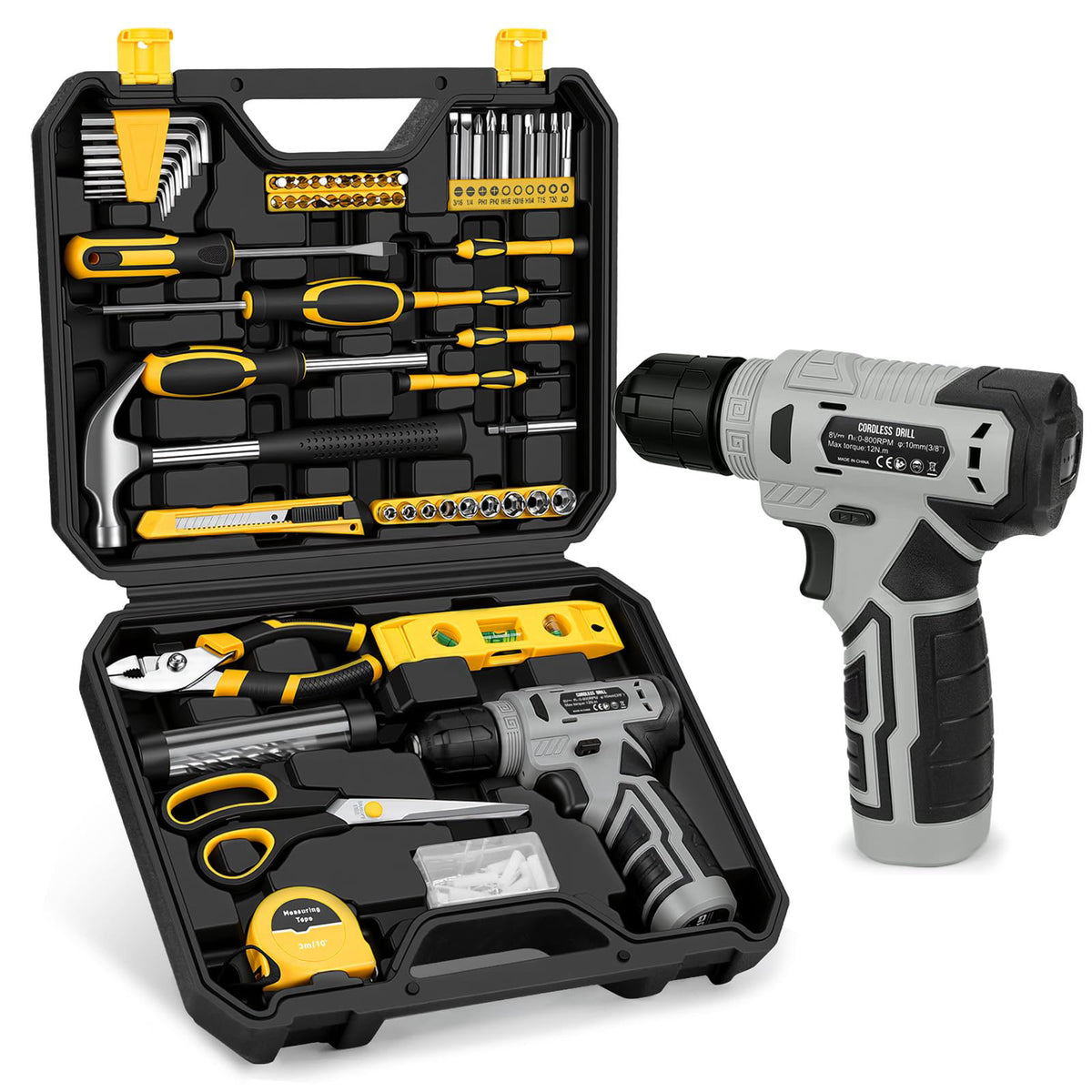 Thatool 139-Piece Home Tool Kit with 8V Cordless Drill and Storage Case – alternate angle
