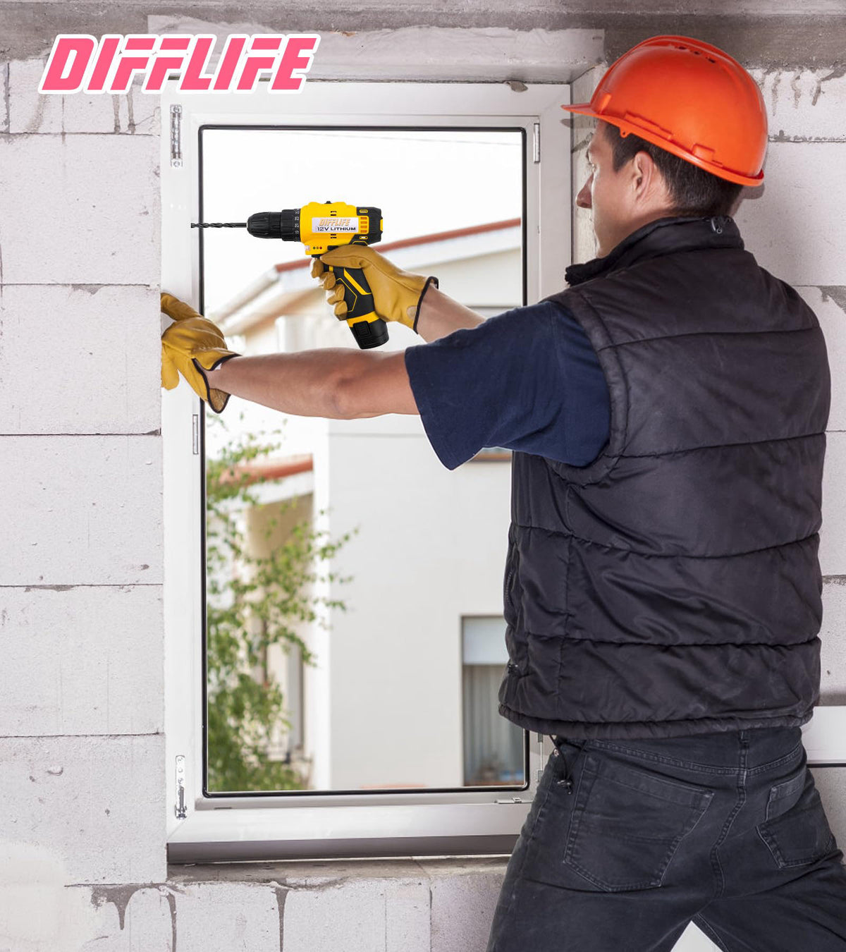 DIFFLIFE 12V Drill Driver Power Tool Combo Kits with Cordless Drill, Professional Household Home Tool Kit Set, DIY Hand 