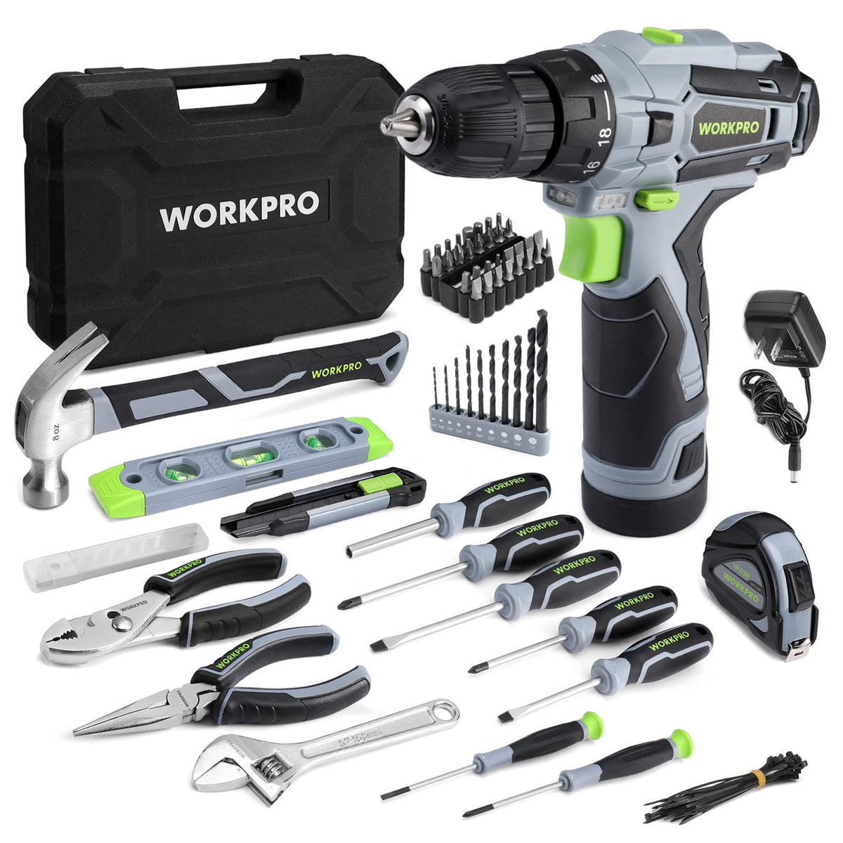 WORKPRO 12V Cordless Pink Drill Set for Women, Home Tool Kit with Tool box