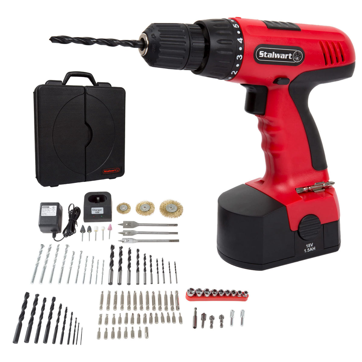 18V Cordless Power Drill Set - 89-Piece Kit with Rechargeable Battery and Charger - Includes Assorted Drivers, Bits, and