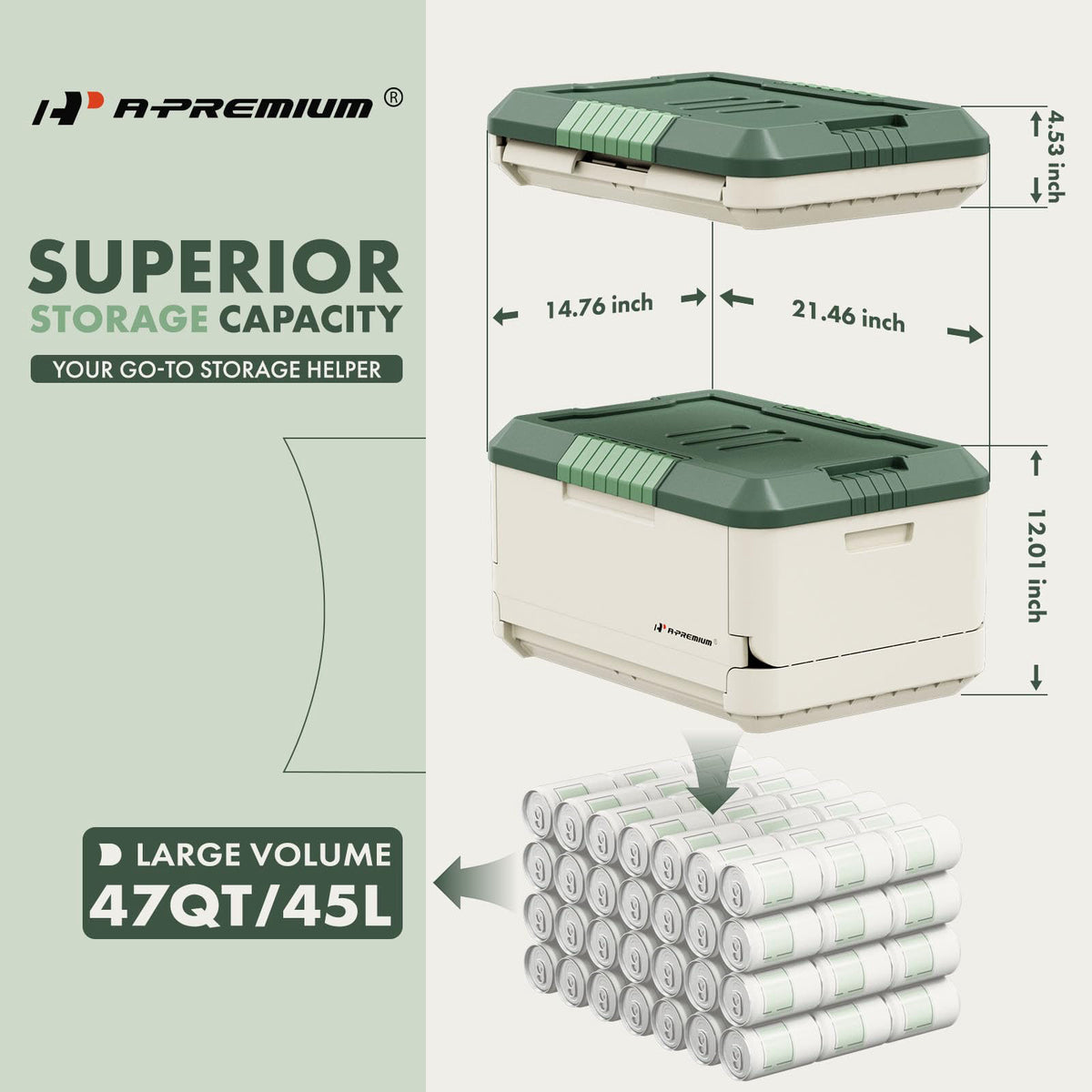 A-Premium Multifunctional Foldable Trunk Organizer and Storage Box – close-up detail in Green
