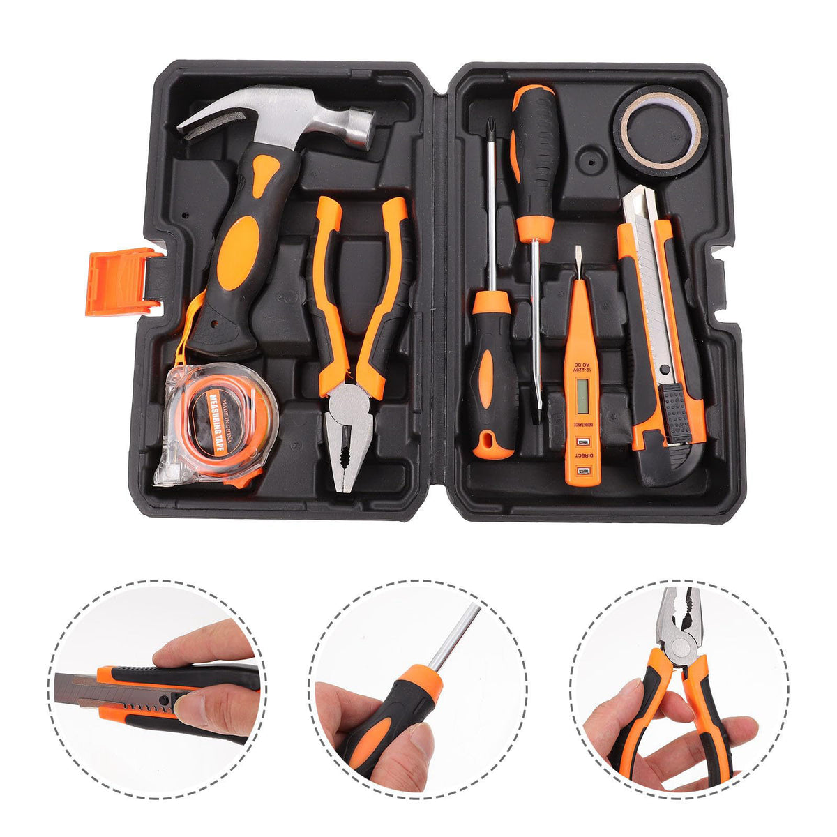 FRCOLOR 8pcs Home Repair Tool Set with Toolbox for DIY Household Repairs – alternate angle