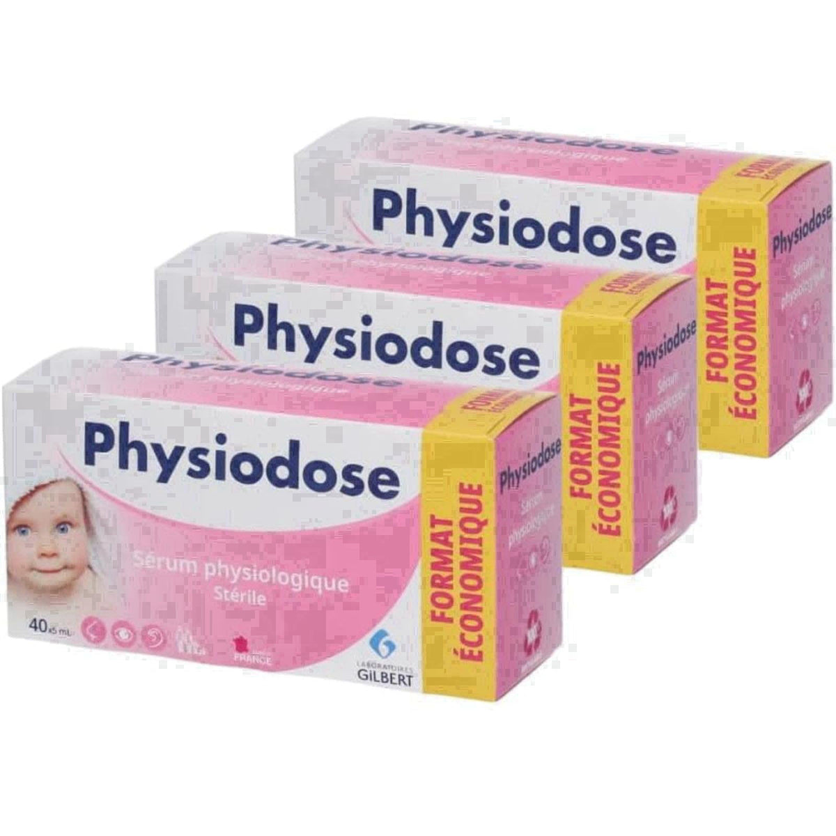 Physiodose Physiological Serum - 3 Boxes of 40 Single Doses, 40 Count (Pack of 3) – product photo (Serums)