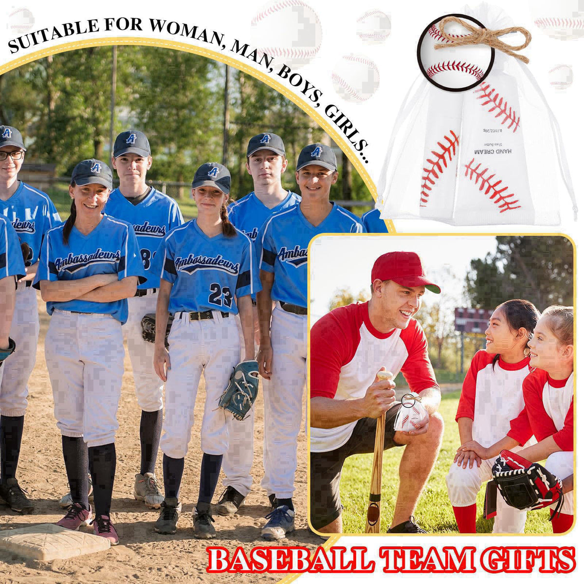 Heigble 144 Pcs Baseball Lip Balm Hand Cream Party Favor Gifts – full view
