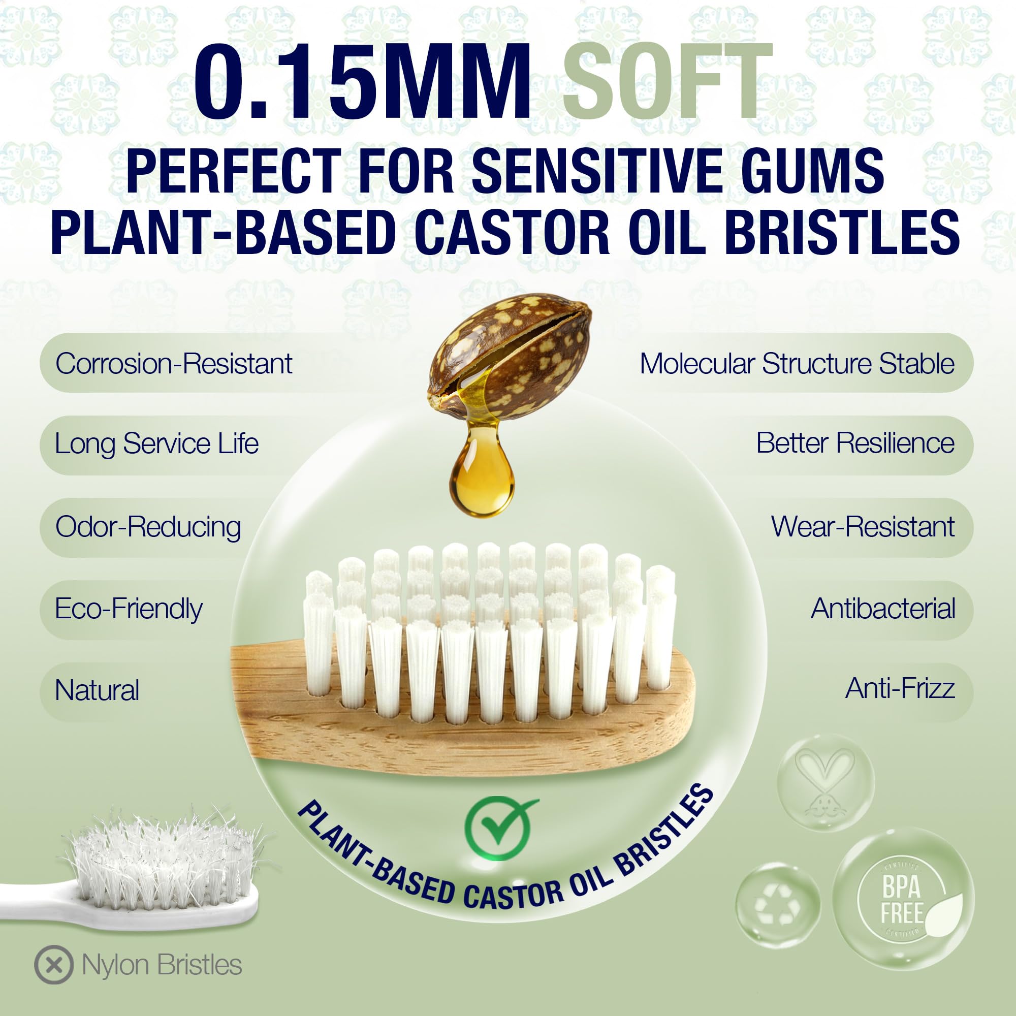 Set of six PANDALIVING bamboo toothbrushes, eco-friendly and natural, with soft bristles and biodegradable bamboo handles.