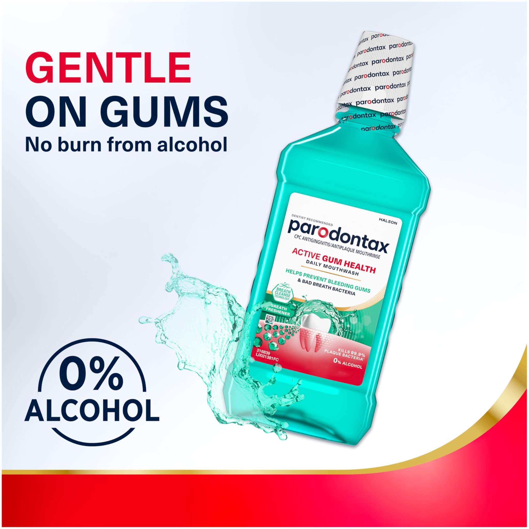 Parodontax Active Gum Health Mouthwash in a 3-pack, 16.9oz bottles, designed to promote healthy gums and freshen breath.